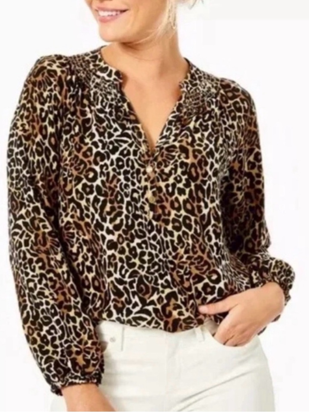 Lilly Pulitzer Elsa “My Favorite Spot” Limited Edition Leopard Print Blouse